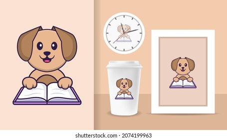 Cute dog cartoon character. Prints on T-shirts, sweatshirts, cases for mobile phones, souvenirs. Isolated vector illustration.