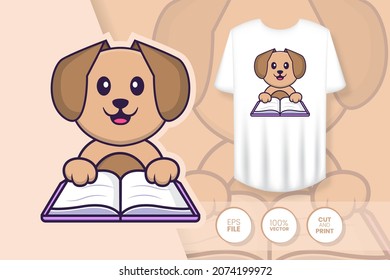 Cute dog cartoon character. Prints on T-shirts, sweatshirts, cases for mobile phones, souvenirs. Isolated vector illustration.