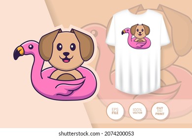 Cute dog cartoon character. Prints on T-shirts, sweatshirts, cases for mobile phones, souvenirs. Isolated vector illustration.