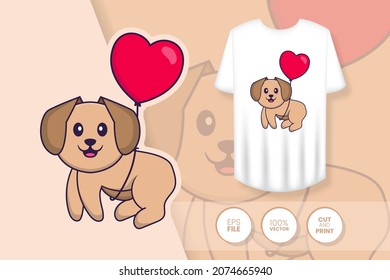 Cute dog cartoon character. Prints on T-shirts, sweatshirts, cases for mobile phones, souvenirs. Isolated vector illustration.