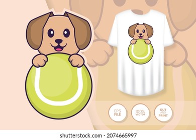 Cute dog cartoon character. Prints on T-shirts, sweatshirts, cases for mobile phones, souvenirs. Isolated vector illustration.