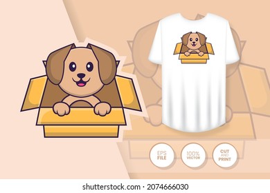 Cute dog cartoon character. Prints on T-shirts, sweatshirts, cases for mobile phones, souvenirs. Isolated vector illustration.