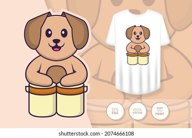 Cute dog cartoon character. Prints on T-shirts, sweatshirts, cases for mobile phones, souvenirs. Isolated vector illustration.