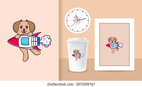 Cute dog cartoon character. Prints on T-shirts, sweatshirts, cases for mobile phones, souvenirs. Isolated vector illustration.