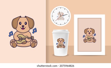 Cute dog cartoon character. Prints on T-shirts, sweatshirts, cases for mobile phones, souvenirs. Isolated vector illustration.