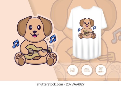 Cute dog cartoon character. Prints on T-shirts, sweatshirts, cases for mobile phones, souvenirs. Isolated vector illustration.