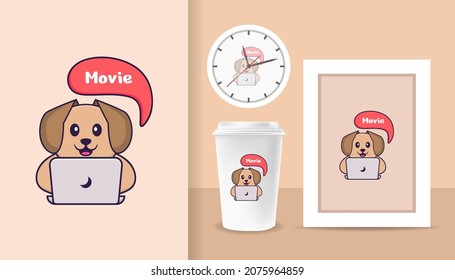 Cute dog cartoon character. Prints on T-shirts, sweatshirts, cases for mobile phones, souvenirs. Isolated vector illustration.