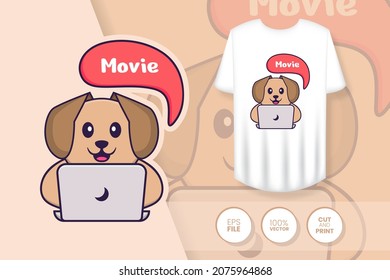 Cute dog cartoon character. Prints on T-shirts, sweatshirts, cases for mobile phones, souvenirs. Isolated vector illustration.