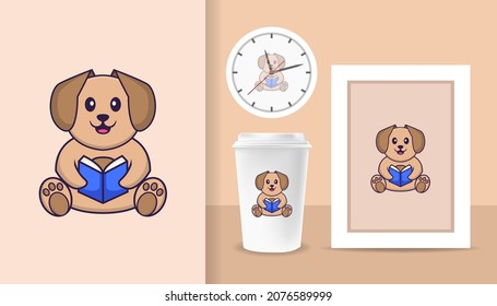 Cute dog cartoon character. Prints on T-shirts, sweatshirts, cases for mobile phones, souvenirs. Isolated vector illustration.