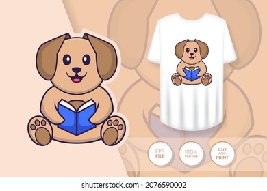 Cute dog cartoon character. Prints on T-shirts, sweatshirts, cases for mobile phones, souvenirs. Isolated vector illustration.