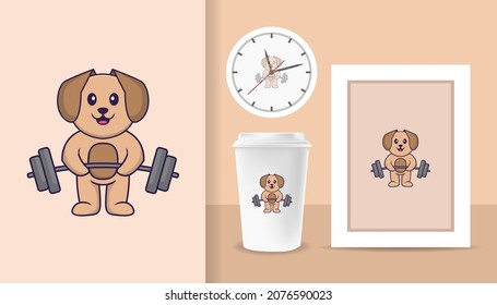 Cute dog cartoon character. Prints on T-shirts, sweatshirts, cases for mobile phones, souvenirs. Isolated vector illustration.