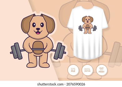 Cute dog cartoon character. Prints on T-shirts, sweatshirts, cases for mobile phones, souvenirs. Isolated vector illustration.