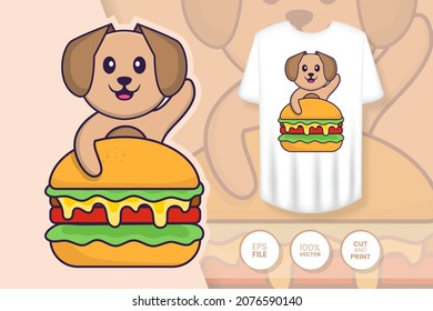 Cute dog cartoon character. Prints on T-shirts, sweatshirts, cases for mobile phones, souvenirs. Isolated vector illustration.