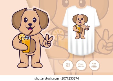 Cute dog cartoon character. Prints on T-shirts, sweatshirts, cases for mobile phones, souvenirs. Isolated vector illustration.