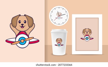 Cute dog cartoon character. Prints on T-shirts, sweatshirts, cases for mobile phones, souvenirs. Isolated vector illustration.