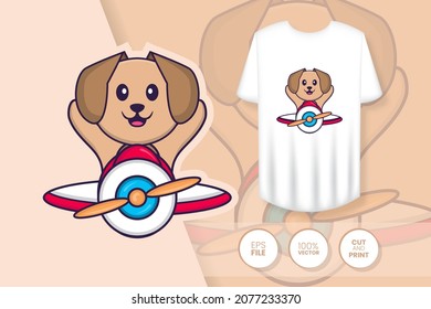 Cute dog cartoon character. Prints on T-shirts, sweatshirts, cases for mobile phones, souvenirs. Isolated vector illustration.