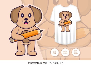 Cute dog cartoon character. Prints on T-shirts, sweatshirts, cases for mobile phones, souvenirs. Isolated vector illustration.