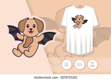 Cute dog cartoon character. Prints on T-shirts, sweatshirts, cases for mobile phones, souvenirs. Isolated vector illustration.