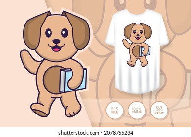 Cute dog cartoon character. Prints on T-shirts, sweatshirts, cases for mobile phones, souvenirs. Isolated vector illustration.