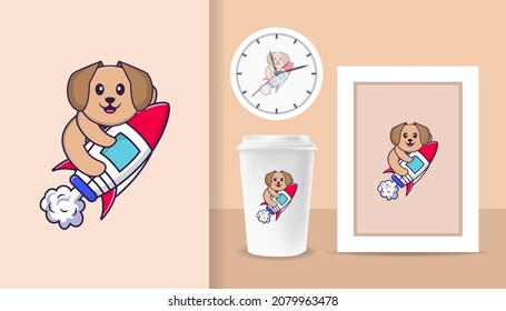 Cute dog cartoon character. Prints on T-shirts, sweatshirts, cases for mobile phones, souvenirs. Isolated vector illustration.