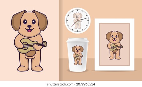 Cute dog cartoon character. Prints on T-shirts, sweatshirts, cases for mobile phones, souvenirs. Isolated vector illustration.