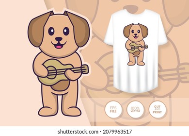 Cute dog cartoon character. Prints on T-shirts, sweatshirts, cases for mobile phones, souvenirs. Isolated vector illustration.