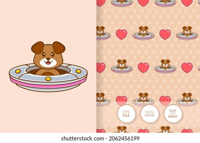 Cute dog cartoon character. seamless pattern background.