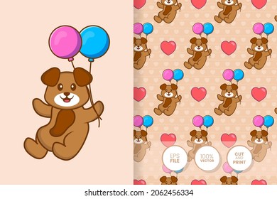 Cute dog cartoon character. seamless pattern background.