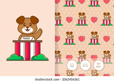 Cute dog cartoon character. seamless pattern background.