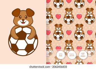 Cute dog cartoon character. seamless pattern background.