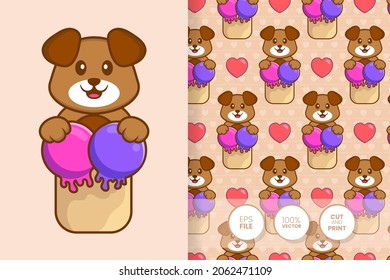 Cute dog cartoon character. seamless pattern background.