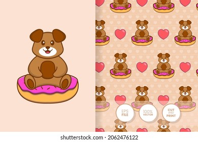 Cute dog cartoon character. seamless pattern background.