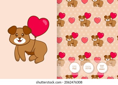 Cute dog cartoon character. seamless pattern background.