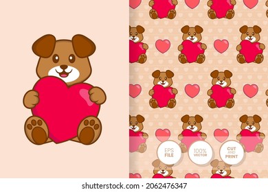 Cute dog cartoon character. seamless pattern background.