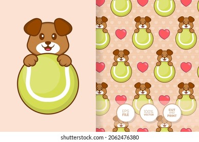 Cute dog cartoon character. seamless pattern background.