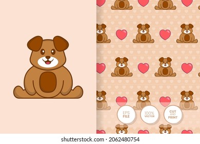 Cute dog cartoon character. seamless pattern background.