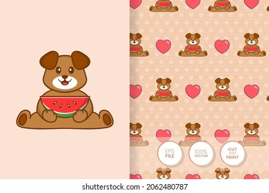Cute dog cartoon character. seamless pattern background.