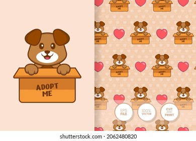 Cute dog cartoon character. seamless pattern background.