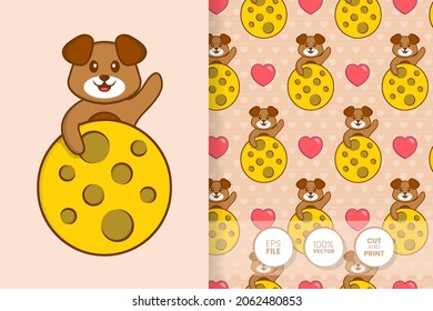 Cute dog cartoon character. seamless pattern background.