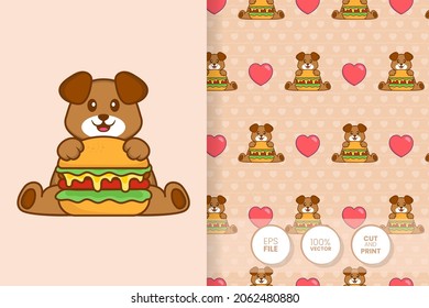 Cute dog cartoon character. seamless pattern background.