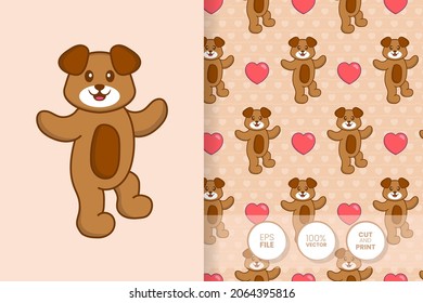 Cute dog cartoon character. seamless pattern background.