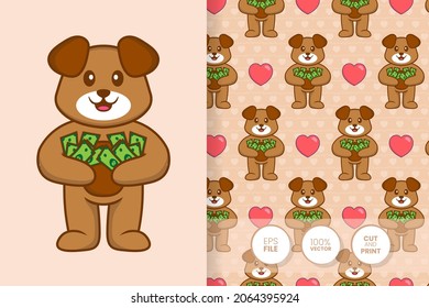 Cute dog cartoon character. seamless pattern background.