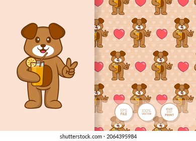 Cute dog cartoon character. seamless pattern background.