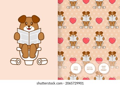 Cute dog cartoon character. seamless pattern background.