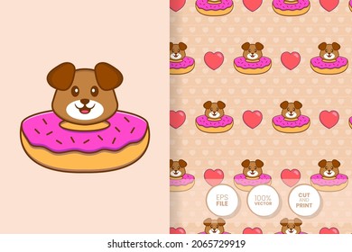 Cute dog cartoon character. seamless pattern background.