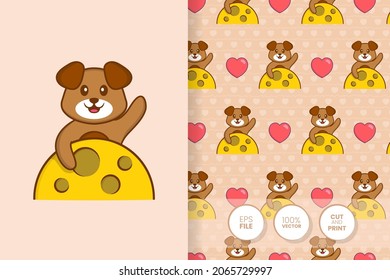 Cute dog cartoon character. seamless pattern background.
