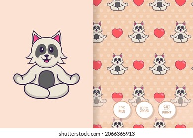 Cute dog cartoon character. seamless pattern background