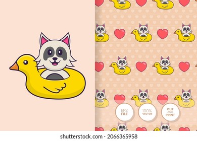 Cute dog cartoon character. seamless pattern background