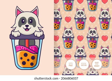 Cute dog cartoon character. seamless pattern background