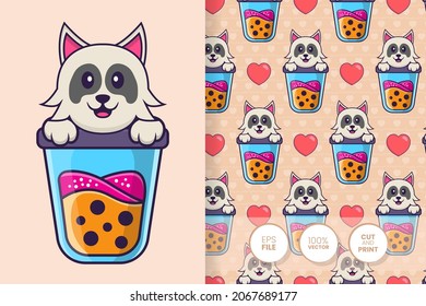 Cute dog cartoon character. seamless pattern background